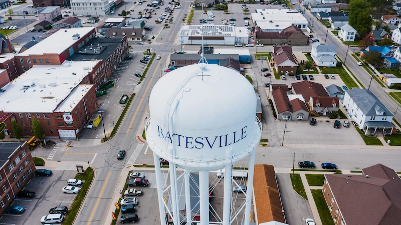 Water tower in downtown Batesville, IN near the therapy office.